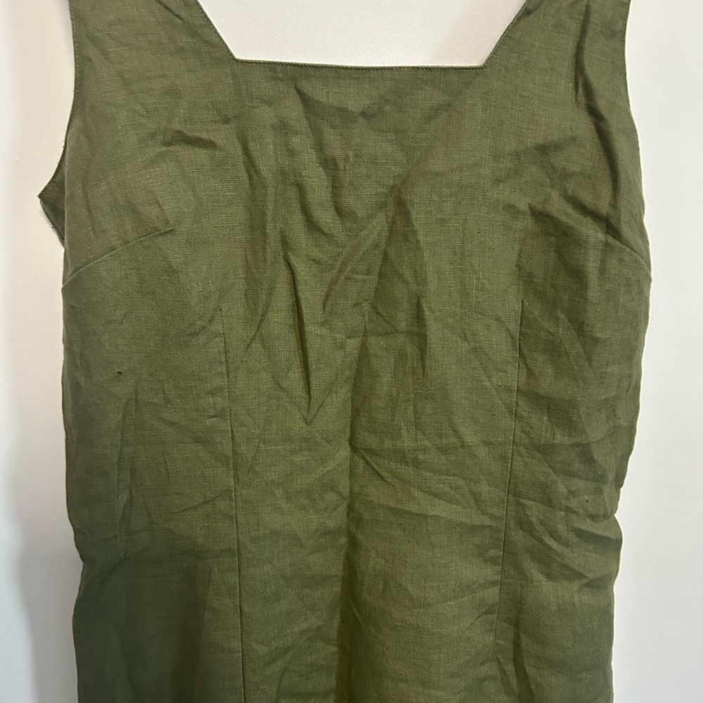Olive Green Linen Dress - Picture 2 of 5
